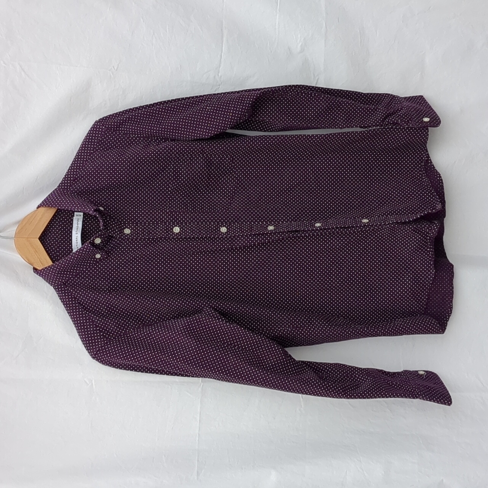 National Standards shirt purple White polka dot long sleeve button down …